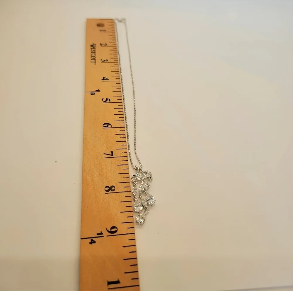 NWOT 925 Sterling Silver Cubic Zirconia White gold plated necklace - Picture 3 of 5